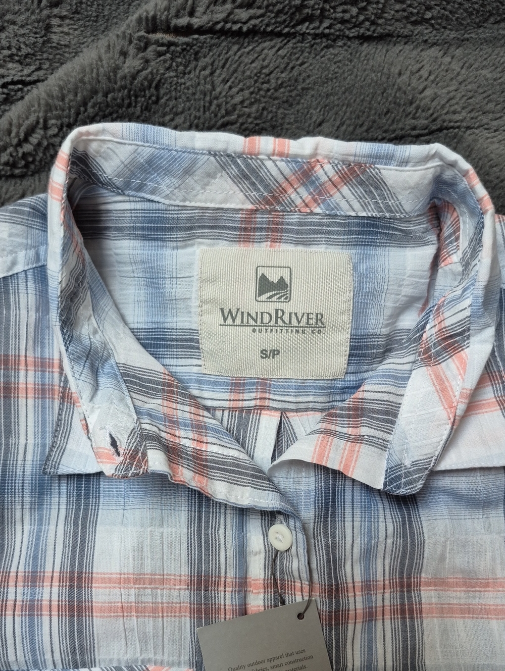 WindRiver Cotton Short Sleeve Button Down In Winter Plaid SZ Small, New W Tags! - Picture 5 of 12
